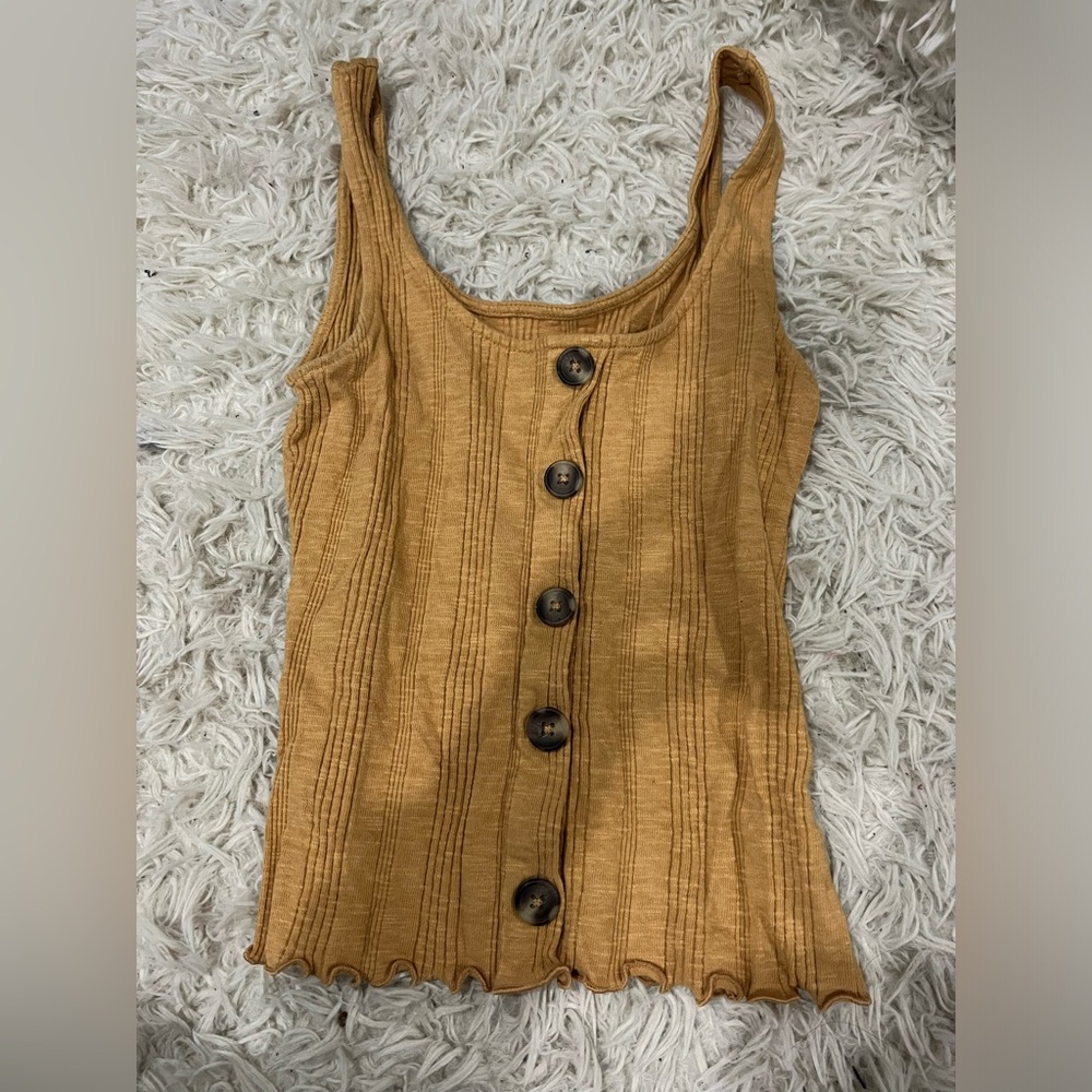 Aeropostale Brown Ribbed Buttoned Tank Top